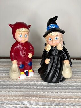 Vintage Halloween Hand Painted Ceramic Figures Set of 2